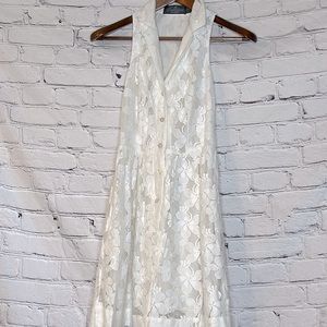 Costa Blanca Collection White Lace Sleeveless Dress Size Small